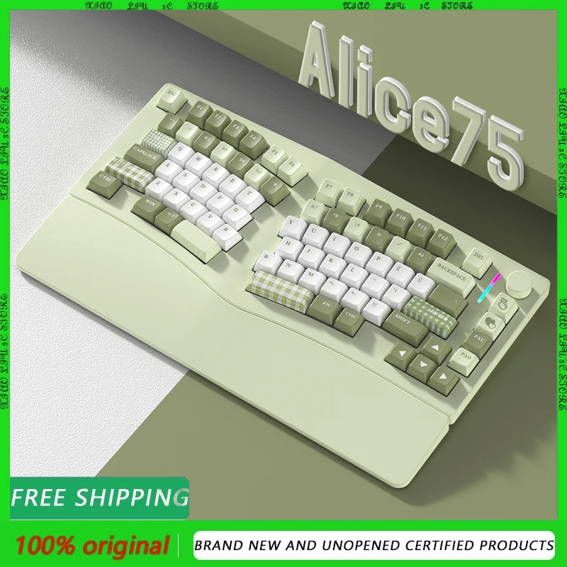 

FEKER Alice75 Aluminum lump ergonomic 3 ° slope customized wireless Bluetooth mechanical keyboard three mode wireless keyboard