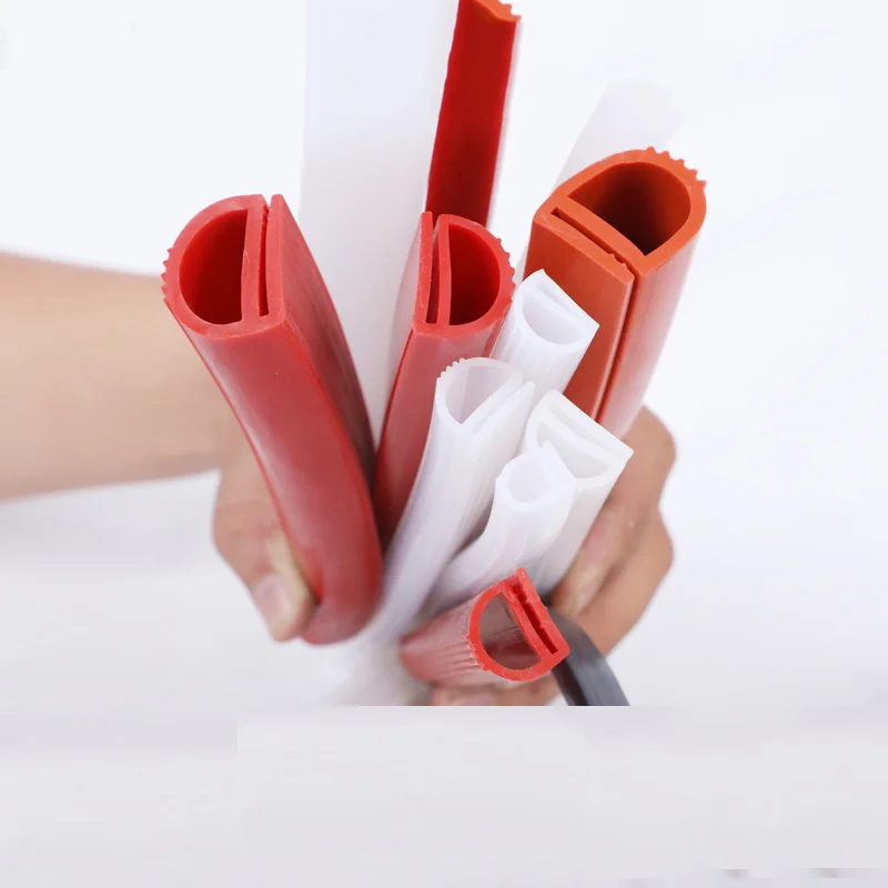 Striscia di Silicone di tipo E rosso bianco nero strisce di tenuta a forma di E resistenti alle alte Temperature guarnizioni per porte del