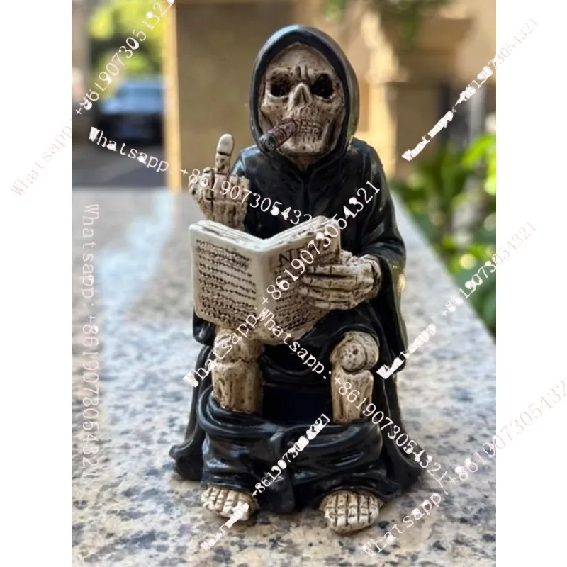 

New Toilet Grim Reaper Figurine Toilet Reaper Middle Finger Resin Statue Ornament