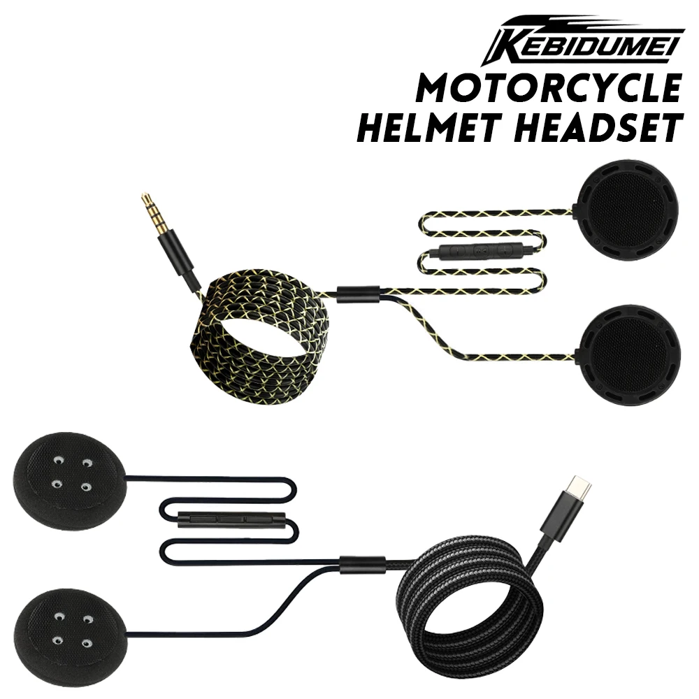 

KEBIDUMEI мотоциклетный шлем, универсальные проводные наушники 85 см, разъем Type-C, разъем 3,5 мм, мотоциклетные наушники с микрофоном, аксессуары для мотоциклов
