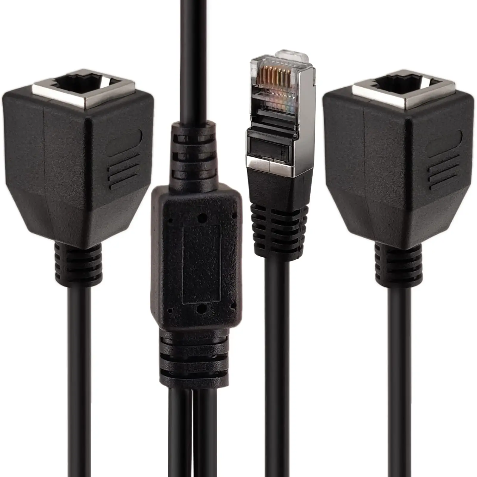 RJ45-Ethernet-Splitter-Adapter, 1 Stecker auf 2 Buchsen, LAN-Netzwerk-Splitter, unterstützt Cat7, Cat6, Internet-Netzwerk-Verlängerungskabel