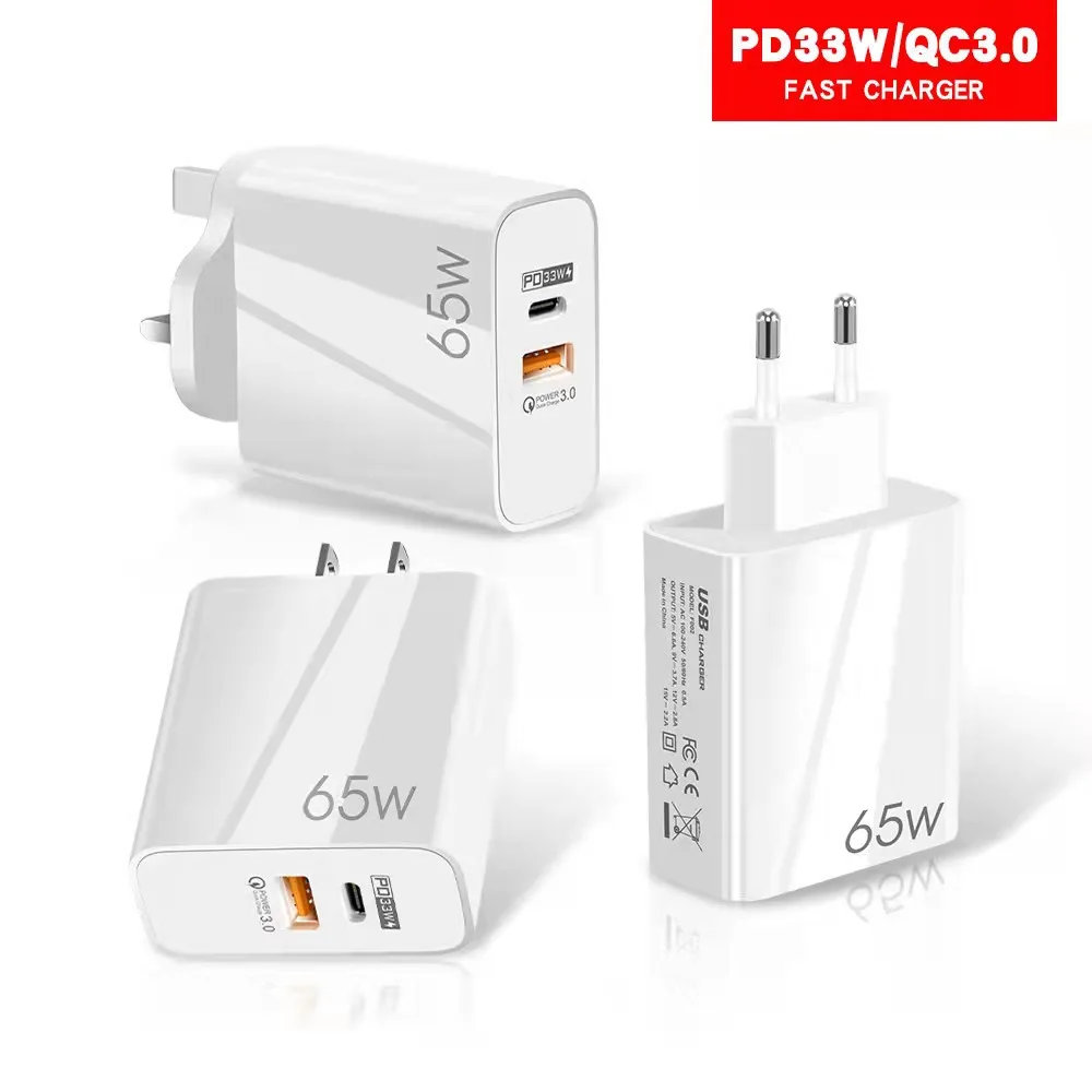 65 W USB C Charger PD USB Power with GaN Tech QC Fast Charger for MacBook Pro Air Dell XPS Surface Laptops Phone 13 Pro Max