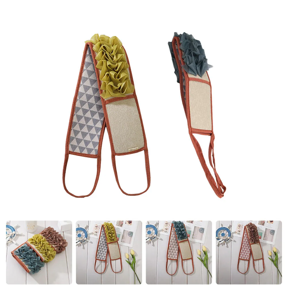 

2Pcs Long Double-Sided Bath Scrub Towels Back Scrubbers Exfoliating Body Strap Shower Bathing Massage Bath Towels