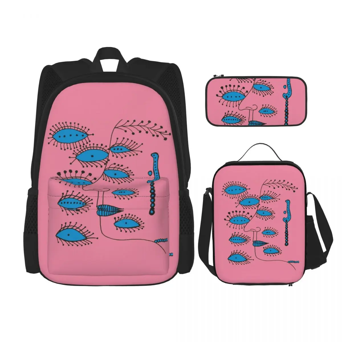 

Yayoi Kusama Abstract Painting Backpacks Boys Girls Bookbag Students School Bags Kids Rucksack Lunch Bag Pen Bag Three-Piece Set