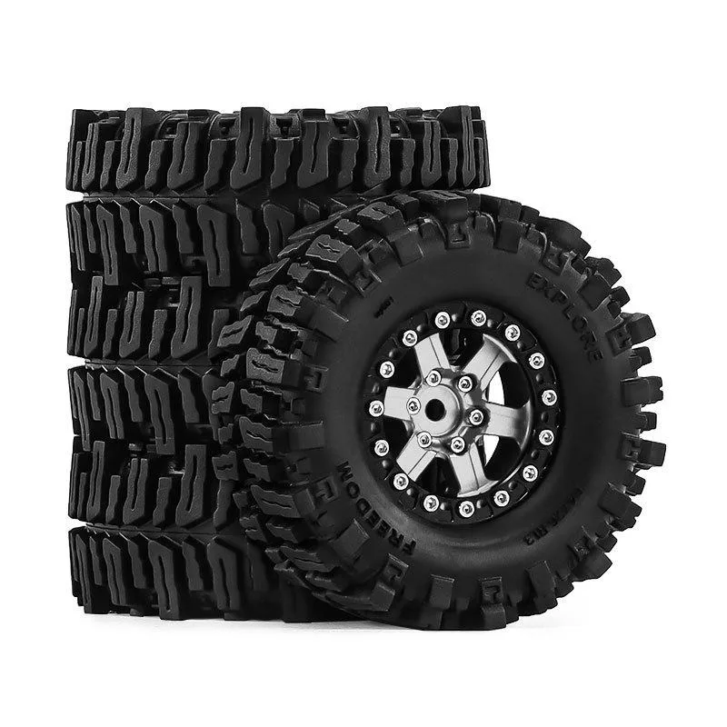 

1.3" Aluminum Beadlock Wheels & Mud Terrain Tires Set for 1/24 & 1/18 RC Crawlers Ascent18 SCX24 TRX4M Upgrades