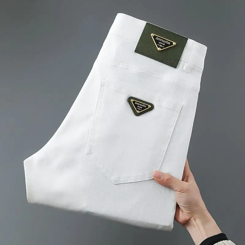 

Tee-Proof 2025 New Luxury Men's Jeans Summer Thin Versatile Nine Points Trendy Slim Elastic White 9 Points Faion Ci Sle