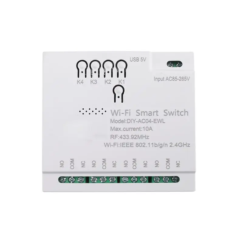 Smart-4CH Ewelink Wifi Smart Switch RF433 85-265V 2.4G Wifi Smartlife Home Automation Module For IFTT Alexa Google Home Easy To