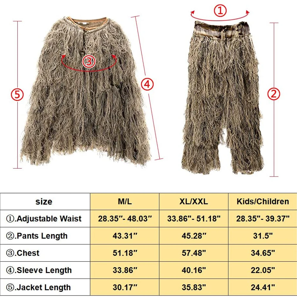 Ghillie Suit Poncho 3D Camouflage Hunting Apparel for Wildlife Photography Military Sniper Airsoft Paintball Halloween - view 3
