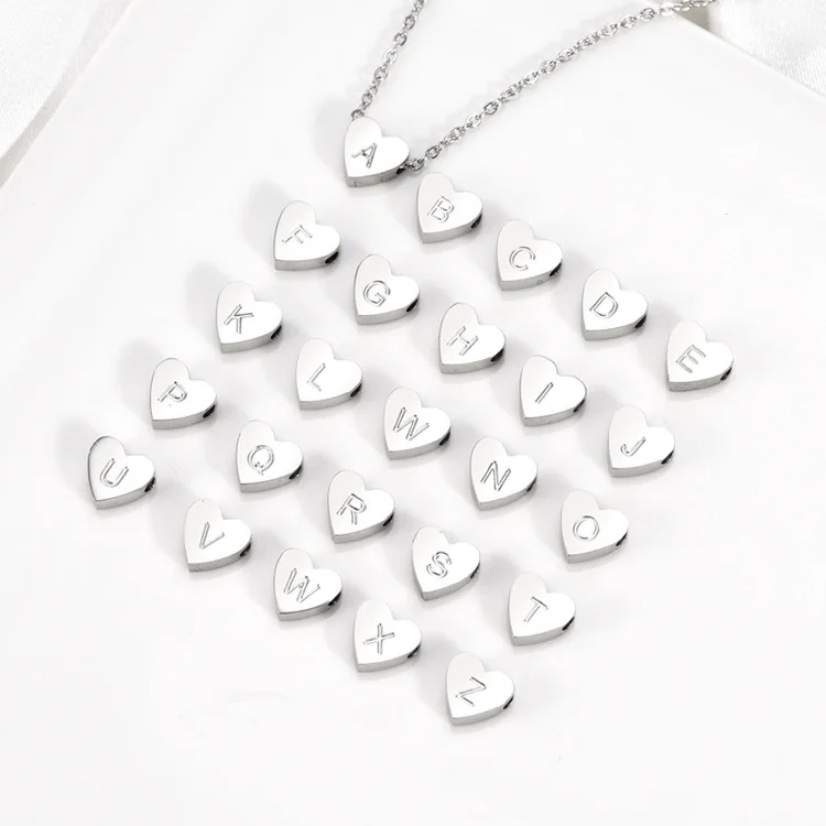 Heart Necklace 26 Letter Heart Choker Heart Initial Necklace for Women Stainless Steel Heart Pendant Letter Necklace Name Gift