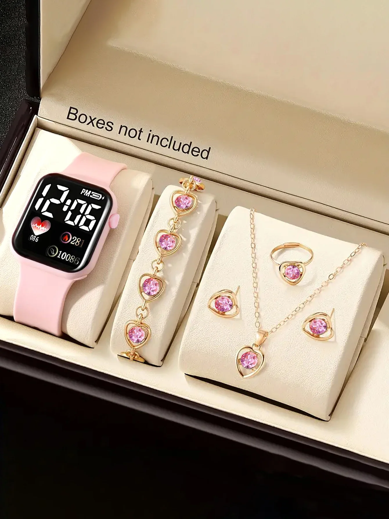 2026 New Product Set Love Square Fashion Sports Youth Student Multi functional Electronic Watch