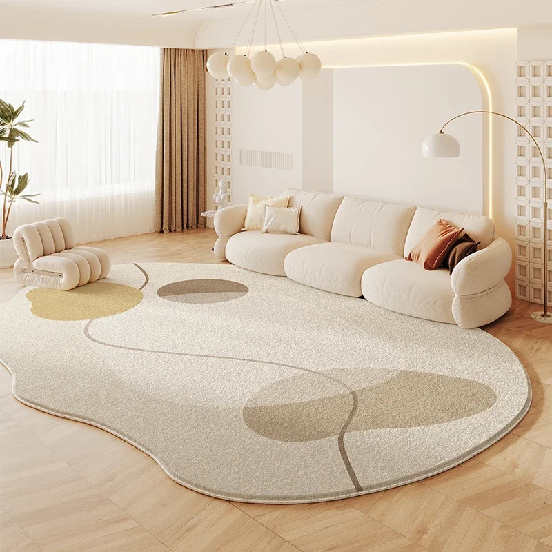 French Cream Style Carpets for Living Room Irregular Shapes Bedroom Decor Rug Fluffy Soft Plush Carpet  Minimalist thick mat