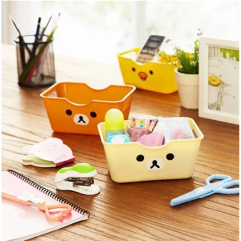 1PC Portable Mini Storage Baskets Desktop Sundries Organizer Laundry Basket Plastic Cosmetic Makeup Sorting Basket with Handle