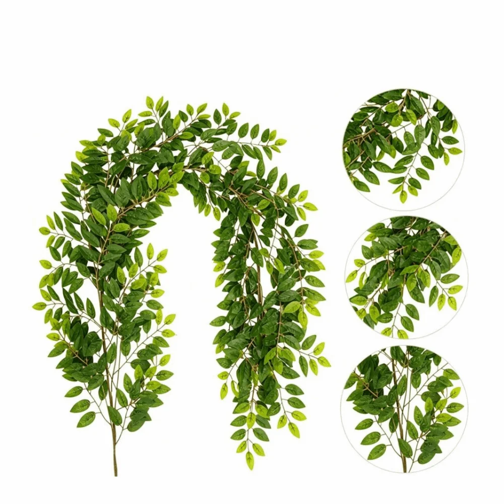 

Artificial Foliage Silk Willow Greenery Garlands Plastic Flexible Artificial Leaves Vine Simulated Willow Vine Green Leaves