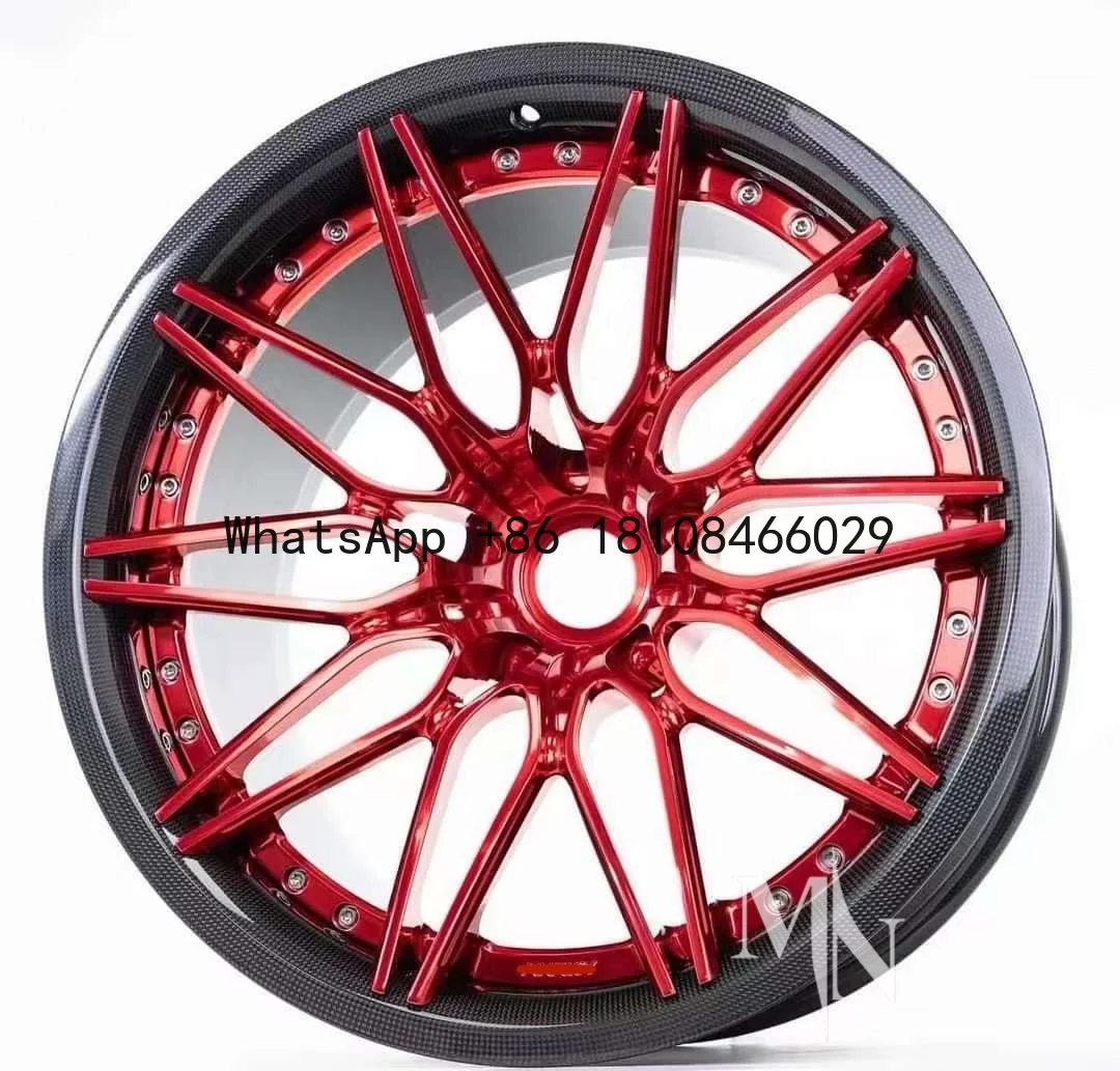 Maining Forged Carbon Hub Transparent Red Middle Piece for Porsche 911 GT3 Turbo 996 997 991.2 992 Custom Sport Classic Wheels