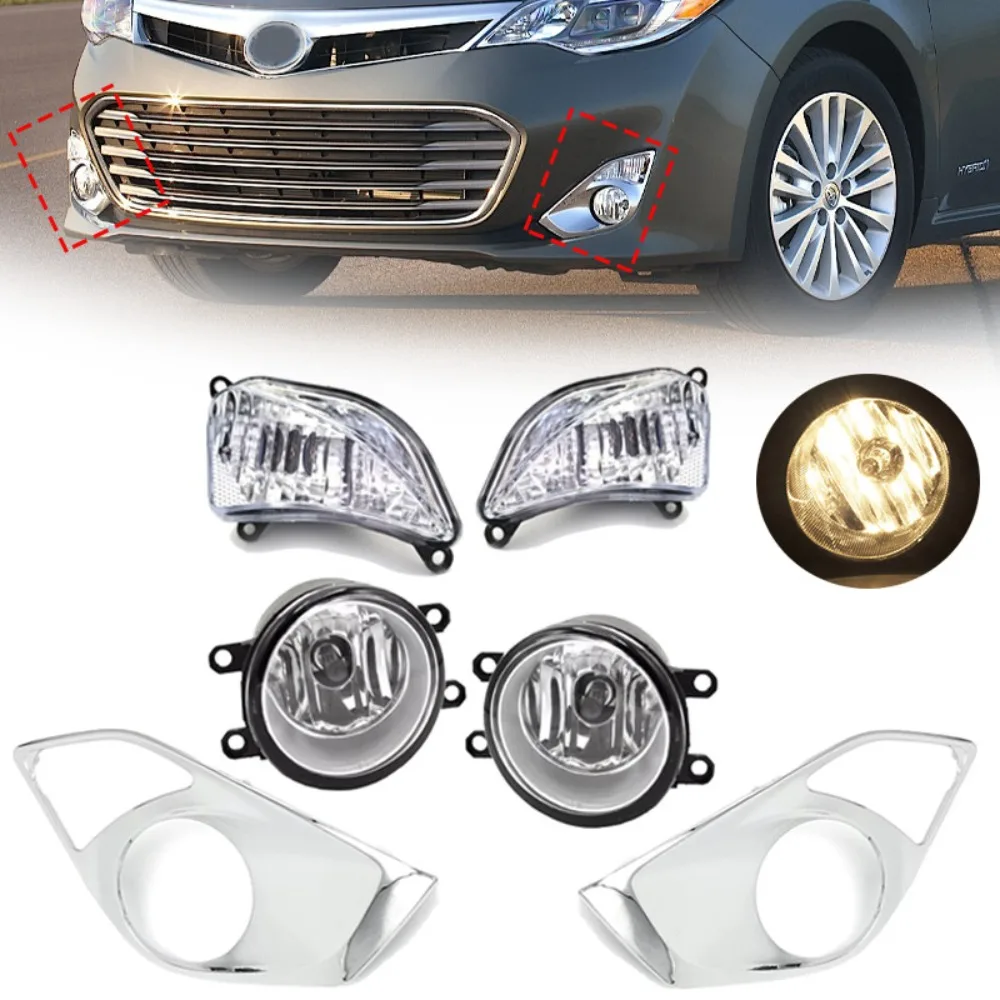 

For 2013-2015 Toyota Avalon Bumper Fog Lights W/ Turn Signal Lamp + Cover Bezels