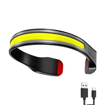 ไฟหน้าแบบชาร์จไฟได้ 3 โหมด COB พร้อมไฟท้ายสีแดงแสงมุมกว้างสําหรับงานตั้งแคมป์วิ่งกลางแจ้ง