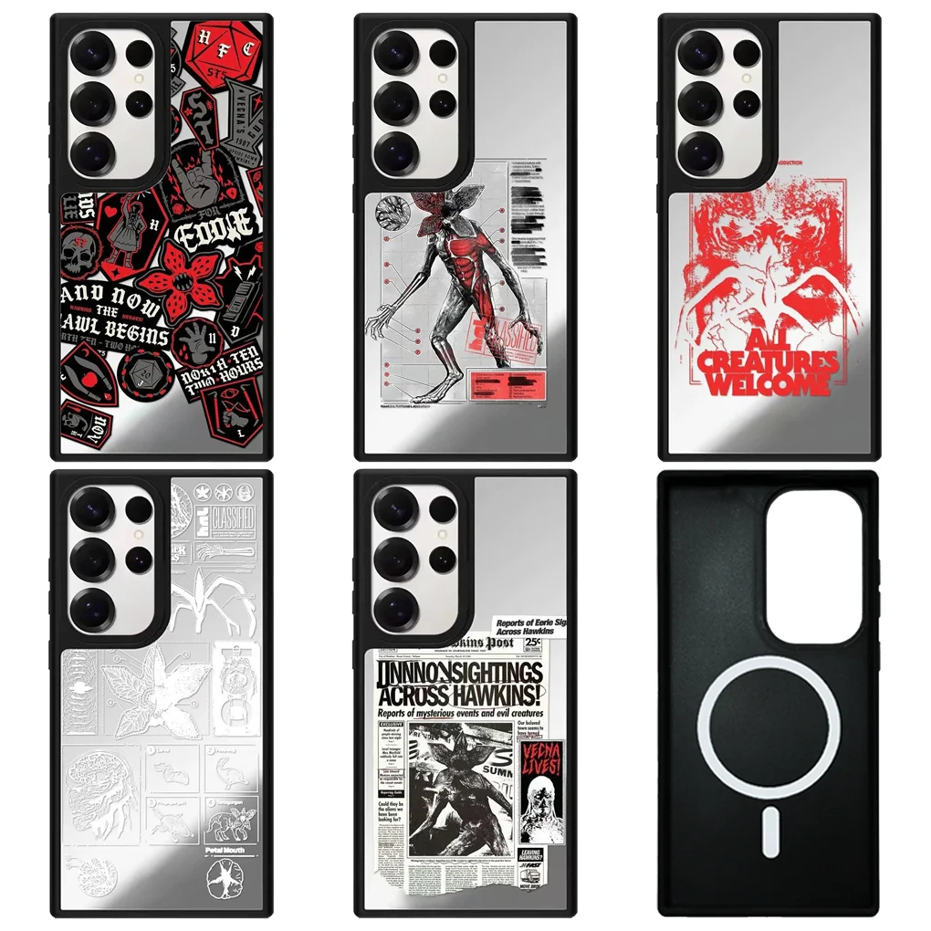 

Newspaper Mirror Magnetic Case for Samsung Galaxy S23 S24 S25 Ultra S25+ Plus Protective Shell Cartoon Magic Show