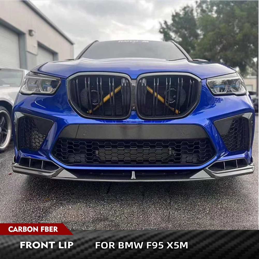 

Для BMW F95 X5M 2020-2024 передний бампер автомобиля из углеродного волокна, гоночные комплекты кузова, передний бампер автомобиля, подбородок, спойлер, сплиттер