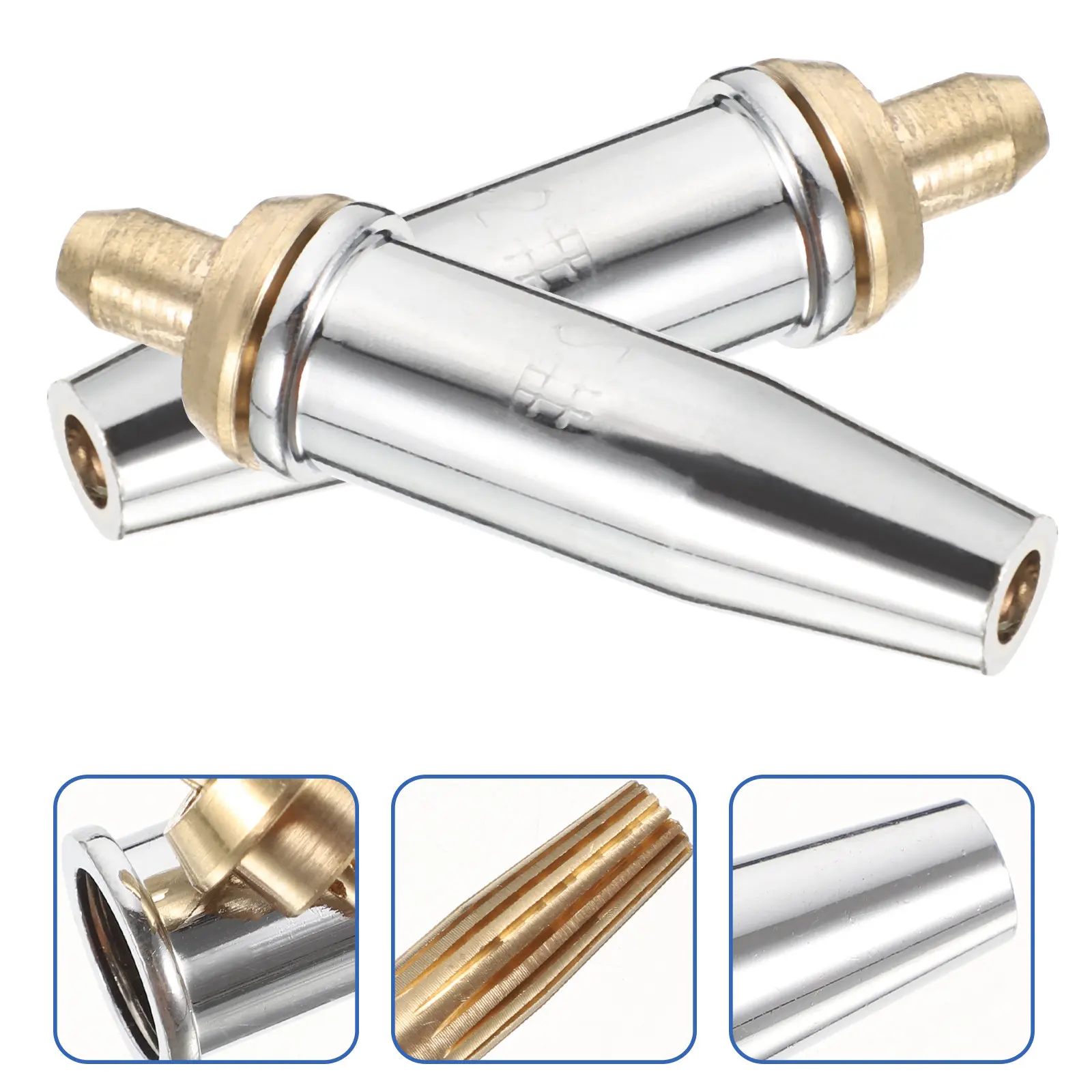 

2Pcs Cutting Torch Tip Heavy Duty Brass Polished Chromium Plated Propane Natural Gas Replacement Tips High Concentricity