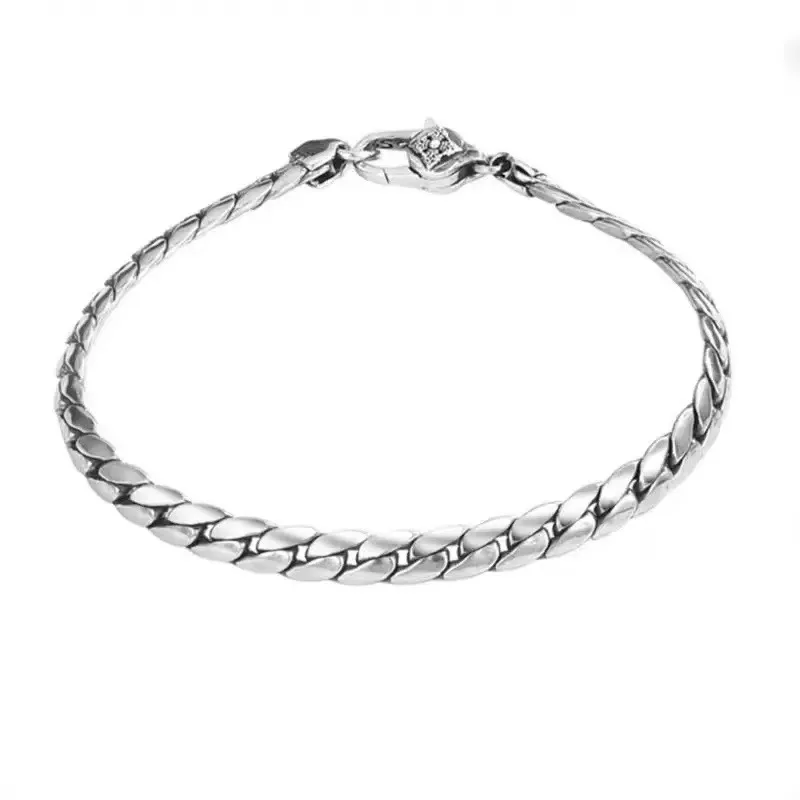 Vintage Niche Men's Whip Cuban Chain Bracelet, Trendy Simple Retro Male Wrist Chain, Personality Statement Hand Jewelry for Dail