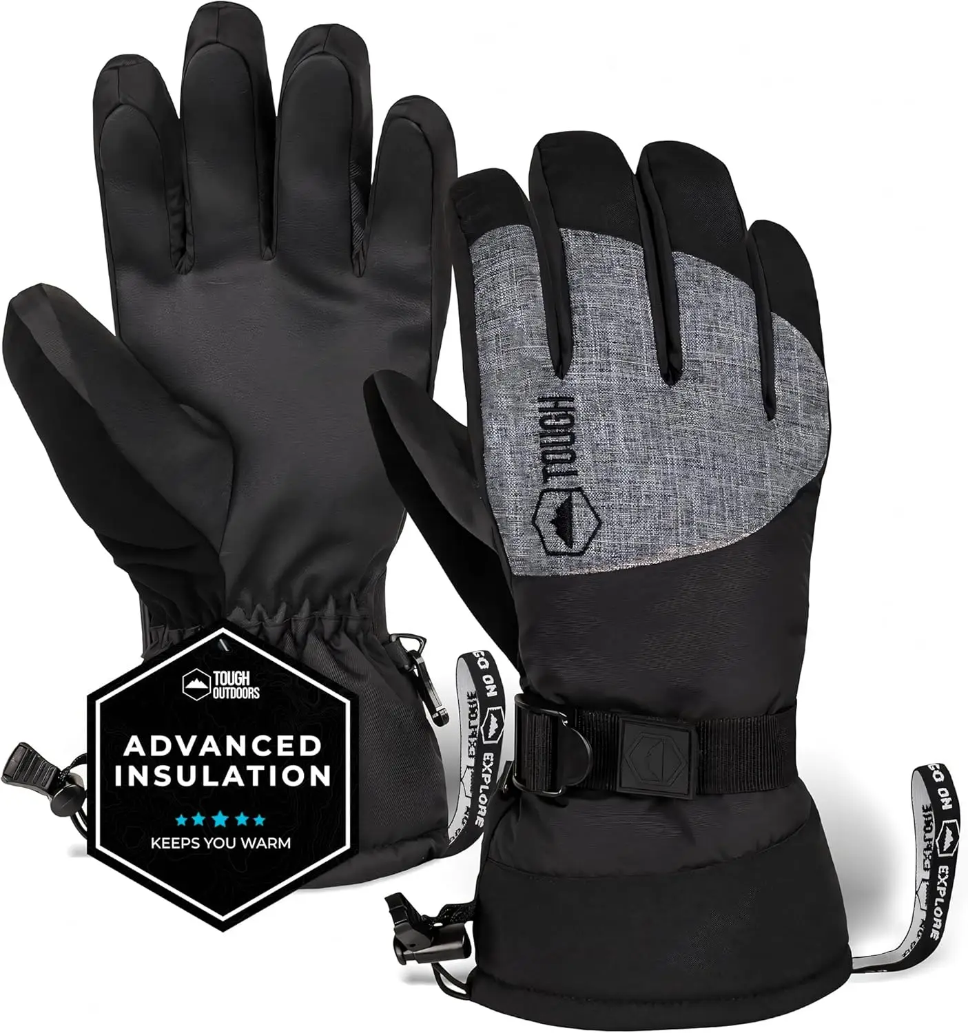 

Ski Gloves Men Women - Black Ski Gloves Women Men - Adult Ladies Men's Insulated Waterproof Winter Glove