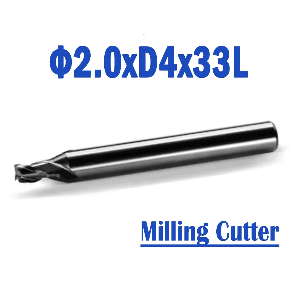 

2 Pcs/lot Φ2.0xD4x33L Raize 60 Series Pro Keyline NINJA CNC Carbide Milling Cutter Key Machine Accerioes