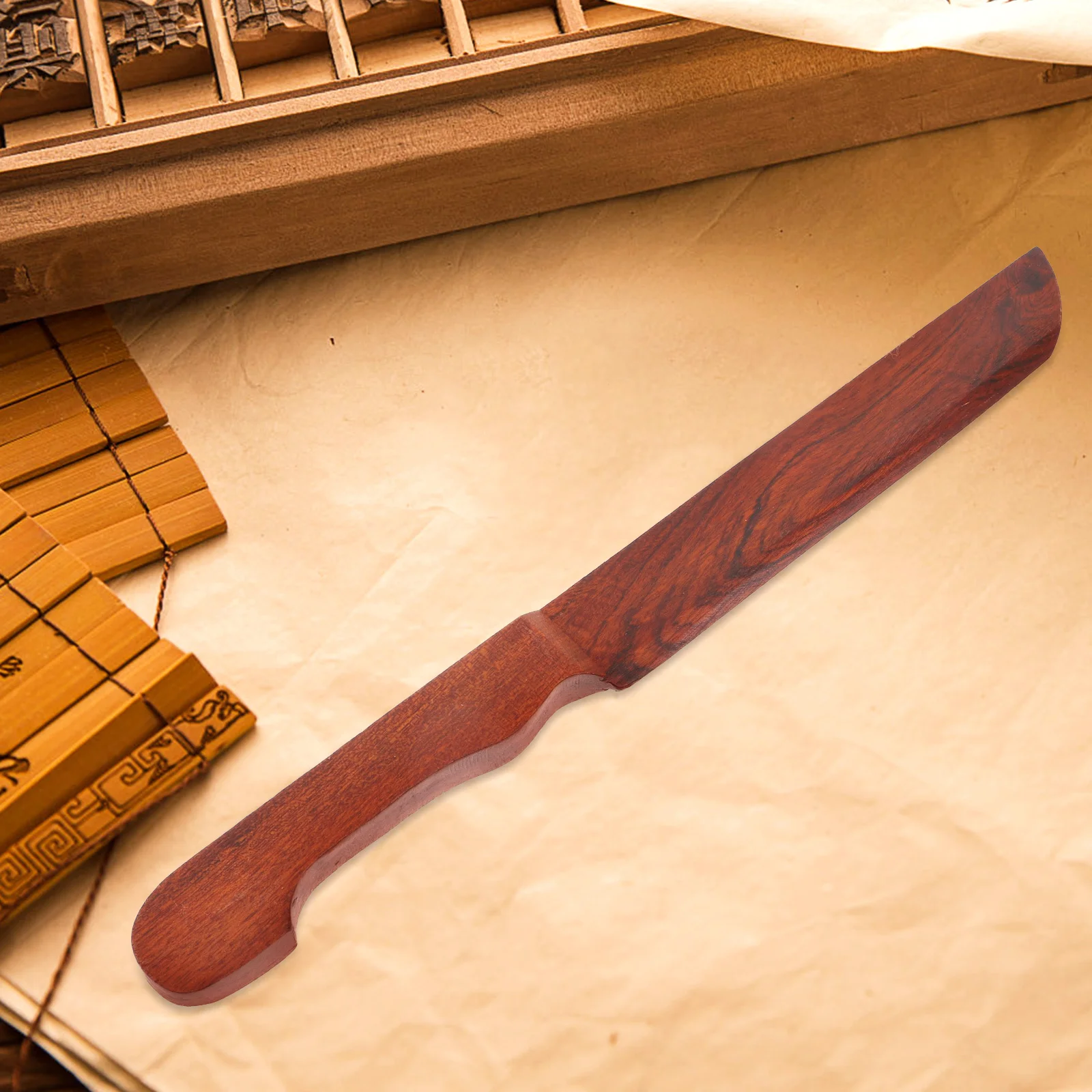 Chinese Style Wood Paper Cutter Wooden Letter Opener Art Paper Cutter Practical Envelope Opener for Office Home School Use