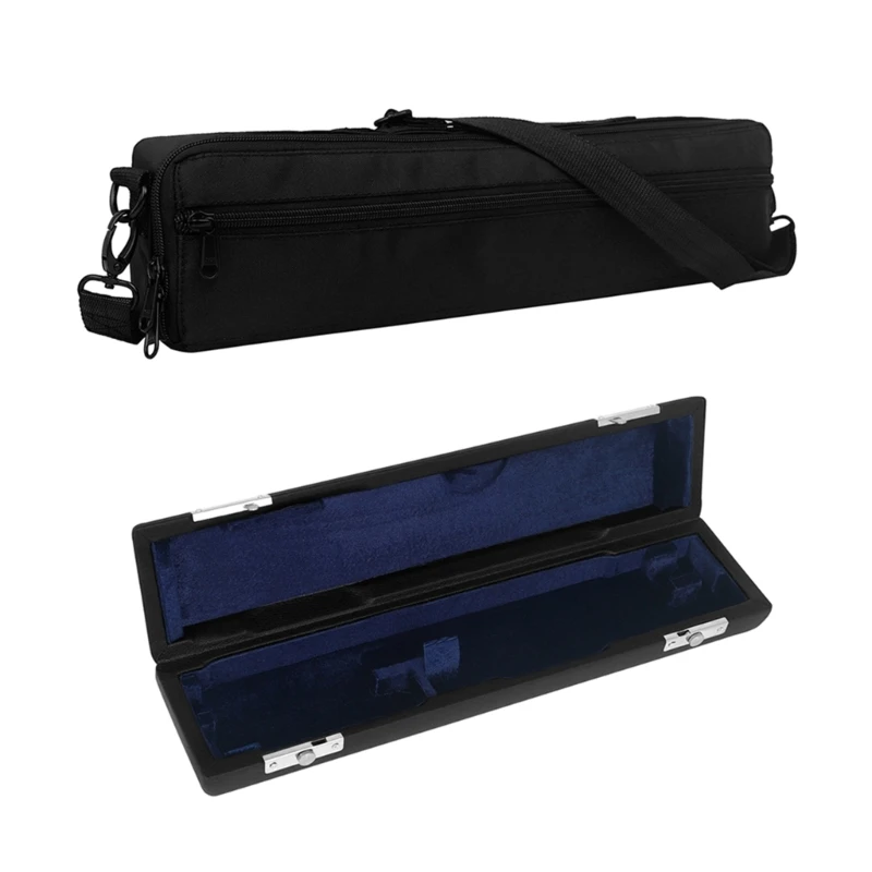 

16 Holes Flute Storage Bag Portable Flute Hard Shells Box Black Oxford Cloth Flute Case with Velvets Lining Inside