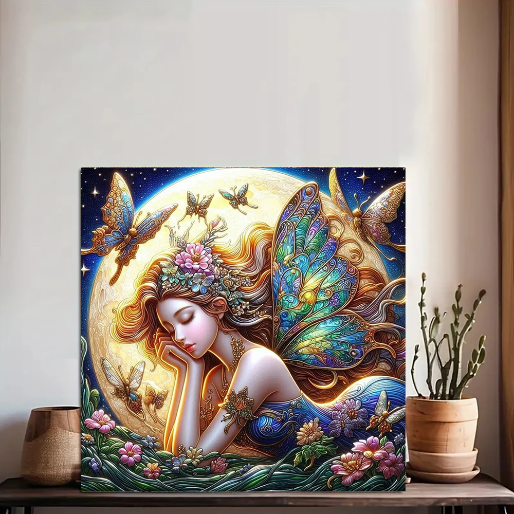 

5D DIY Diamond Painting Kits for Adults Kids Moon Fairy Butterfly Full Drill Crystal Rhinestone Paintings Picture Art Wall Decor