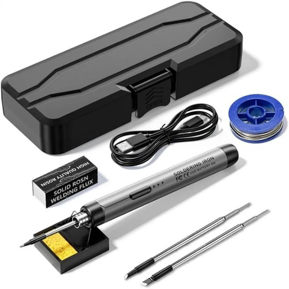Wireless Electric Soldering Iron Set USB Rechargeable Fast Heating Cordless Soldering Pen Set 5V 8W Adjustable Temperature