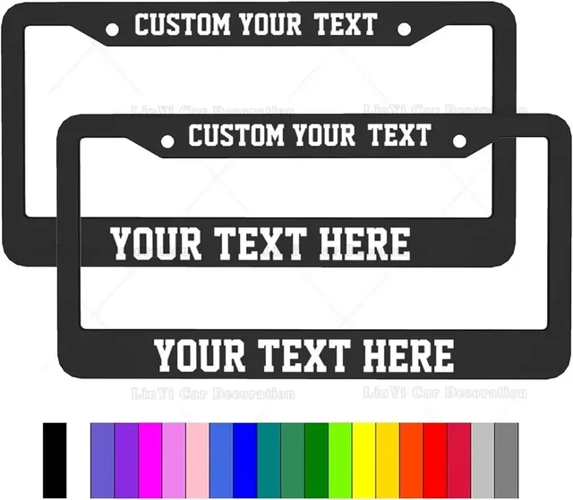 2-częściowe niestandardowe ramki tablicy rejestracyjnej Dostosowany projekt własnej ramki tablicy rejestracyjnej z tekstami Logo obrazu Pasuje do USA 12,3" x 6,3" cala