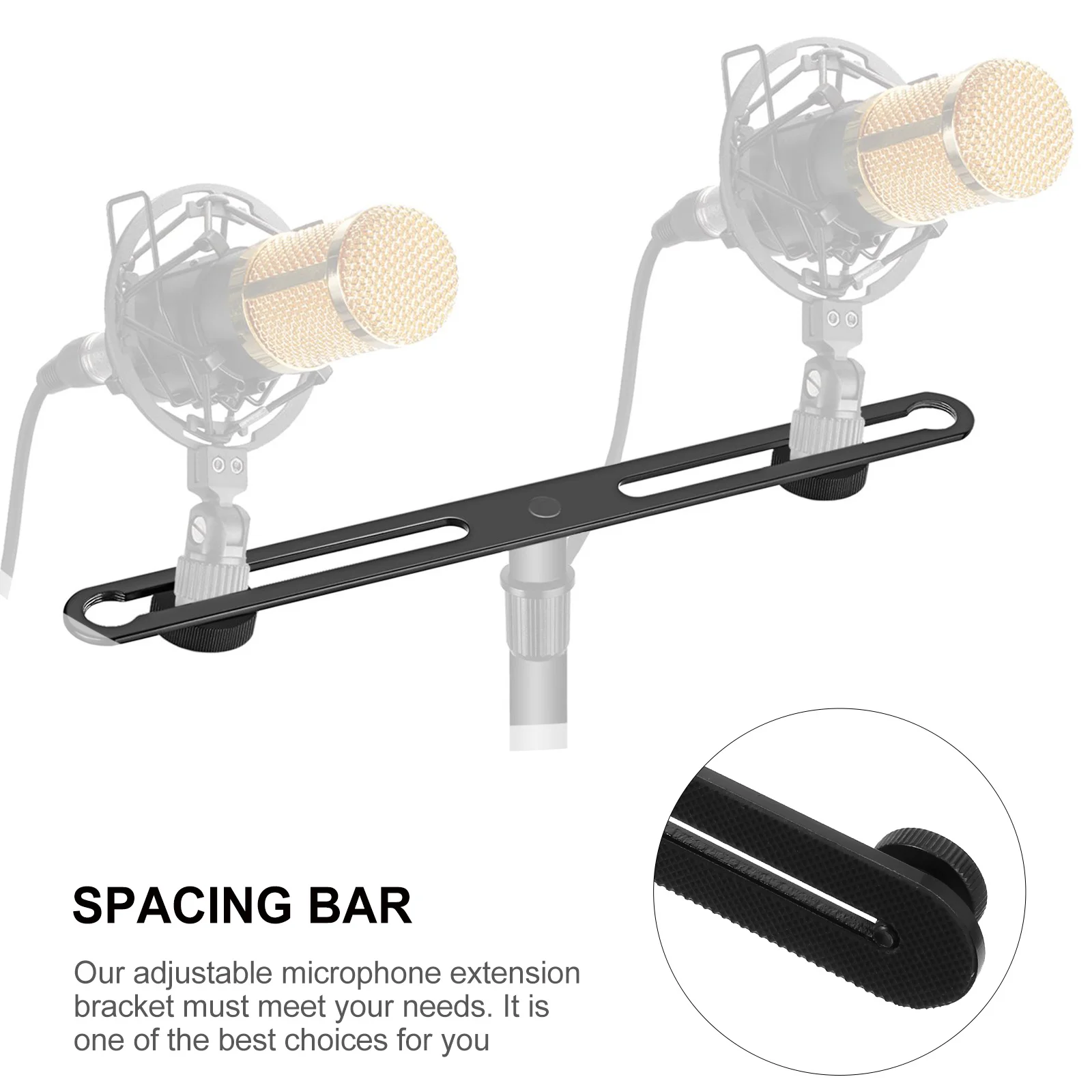 

2Pcs Adjustable Microphone Bar Extension Bracket Flash Light Mount Double Screw Hole Microphone Stand Connector Anti Rust