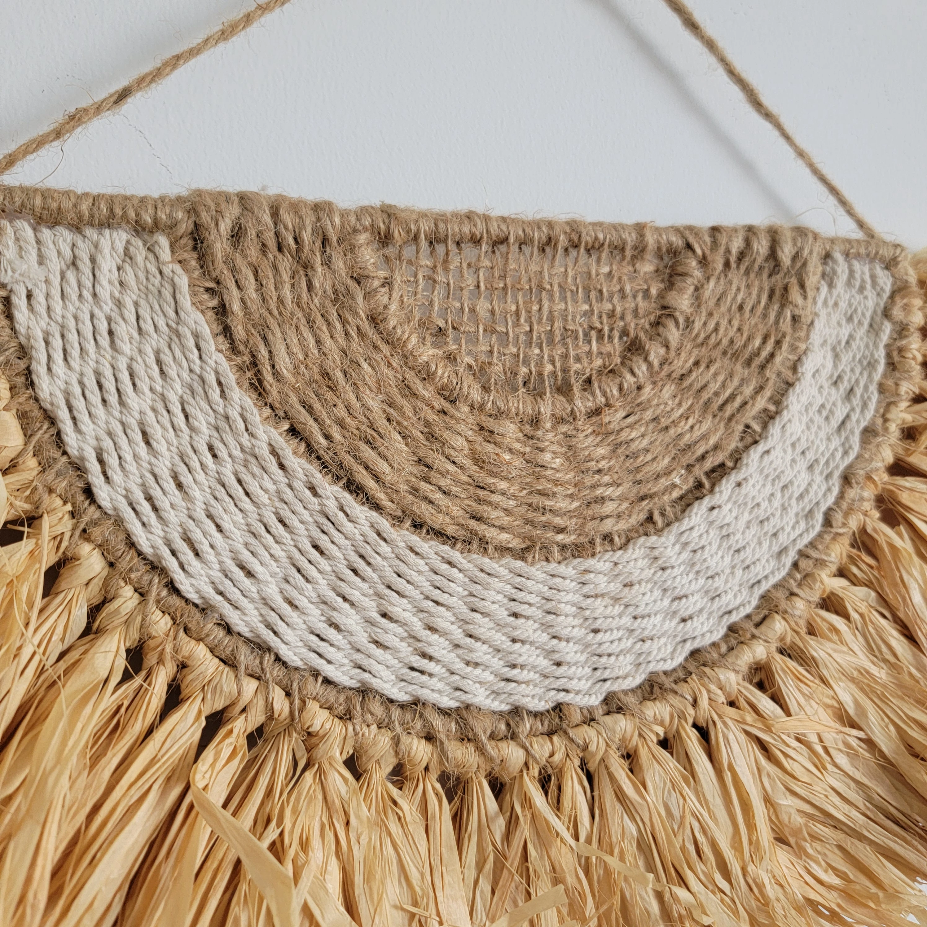 RAFFIA DECORATION-HANDMADE -WALL DECORATION-WEAVING-CROCHET-RAFFIA+HEMP ROPE