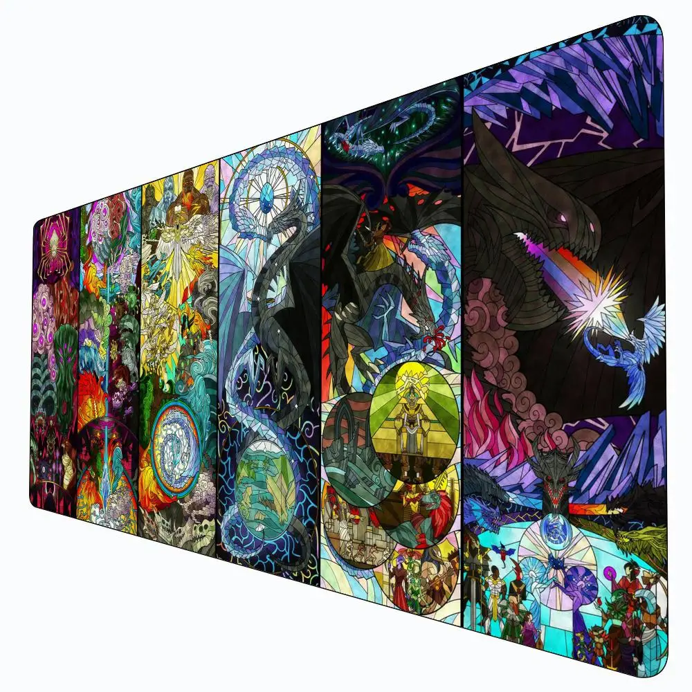 Fantasy Dragon Theme Magic Card Gaming Matten mit Zone MTG Spielmatte Schreibtischmatte Commander Spielmatte geeignet für Spielversammlung