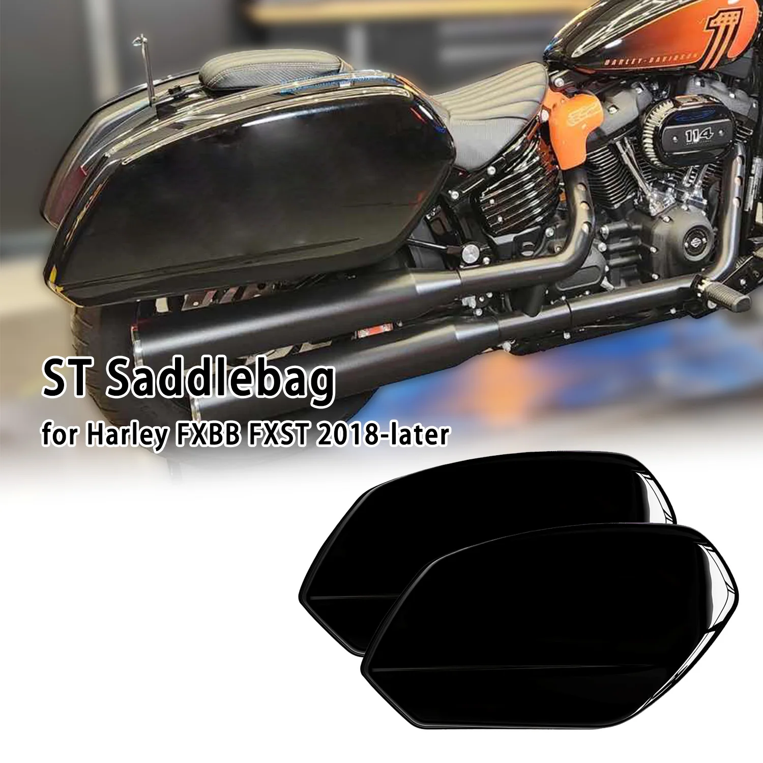 

Боковые кофры ST с кронштейнами, цвет Vivid Black, для мотоциклов Harley FXBB FXST 2018 года и новее, детали из АБС-пластика
