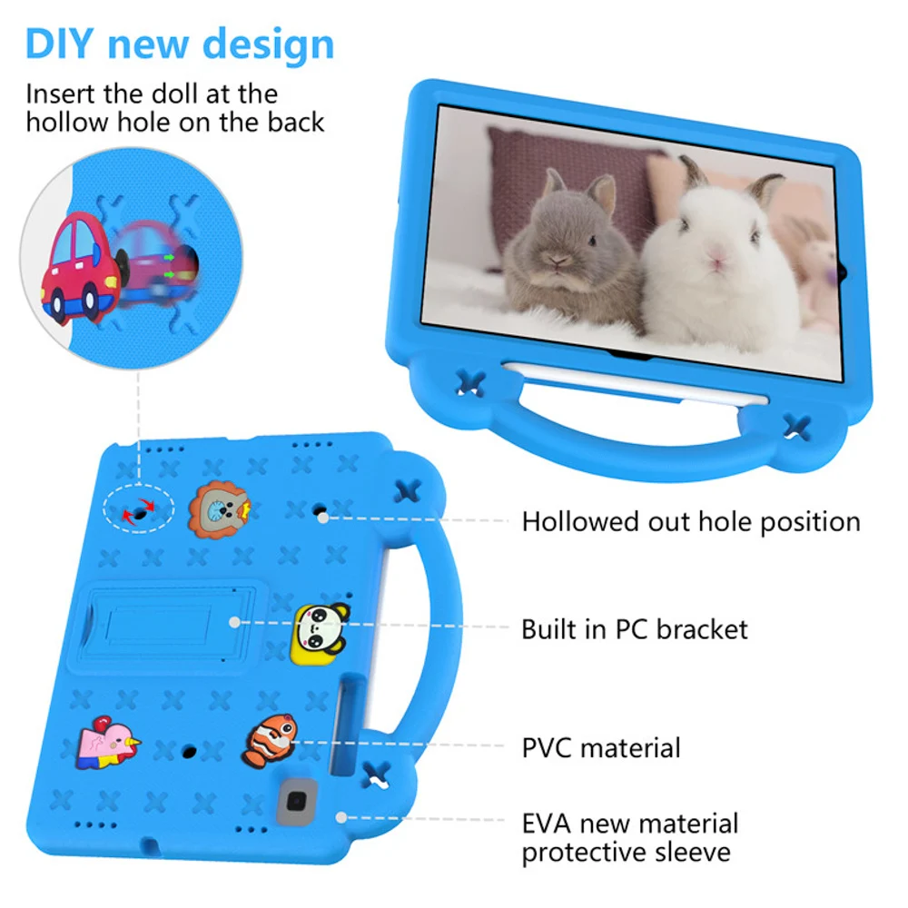 Cartoon Kids Case for Samsung Galaxy Tab S7 S8 S9 S11 A9 A11 Plus S6 A7 S10 Lite Tablet Cover Shockproof Strap With A Bracket