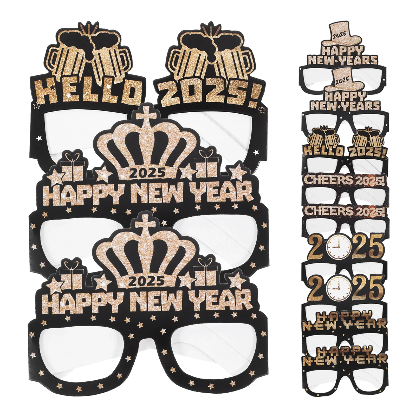 12 Pcs New Year Glasses 2025 Modeling Eye Wear Party Props Flash Frame Frames For Paper