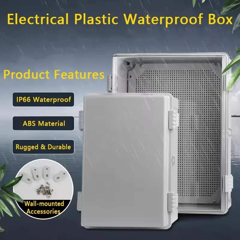 IP66 Waterproof Gray/Transparent Cover Enclosure Juction Box ABS Plastic Outdoor Electronic Instrument Hinge Case