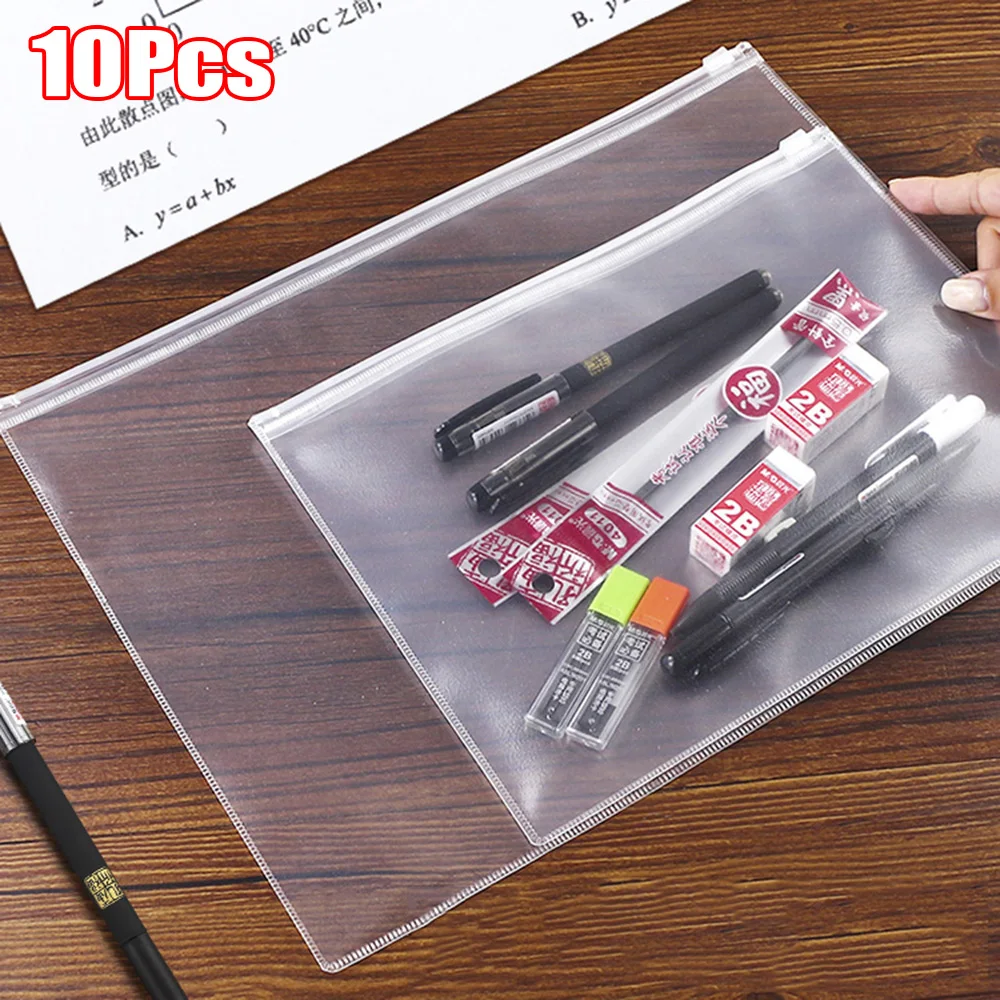 

Офисный держатель для файлов A4/A5, 10 шт., матовая прозрачная сумка для документов, школьная папка на молнии, Женский Органайзер, карандаш