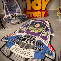 Toy Story Buzz Lightyear Plush Rug Cartoon Anime Buzz Lightyear Spacecraft Carpet Kids Bedroom Decorative Rug Home Decor
