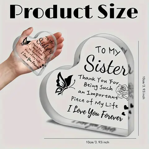 आकर्षक ऐक्रेलिक दिल के आकार का बहन का आभूषण - जन्मदिन, क्रिसमस और वेलेंटाइन डे के लिए बिल्कुल सही उपहार | बिजली की आवश्यकता नहीं | 8 best sales बहन के जन्मदिन का उपहार - №6