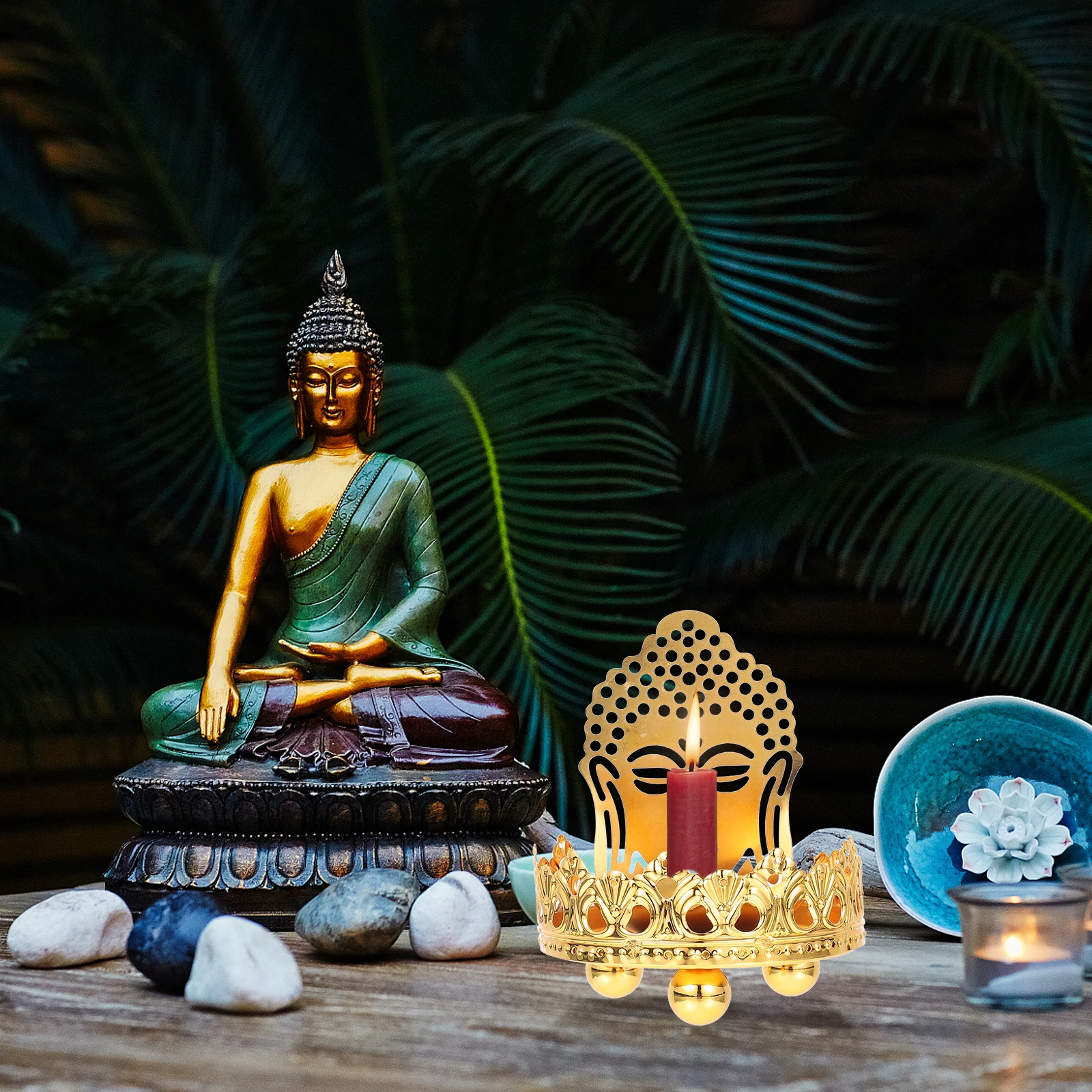 

Stand for Buddha Votive Tea Light Holder Offering Base Gold Holders Religious Stand Home Decor Elegant Practical