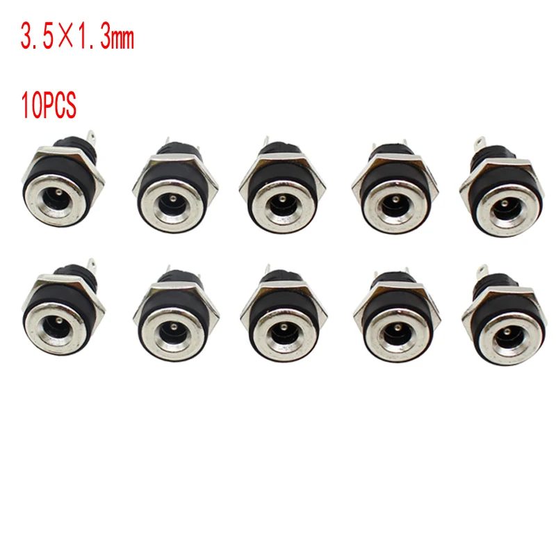 10Pcs DC Connectors 5.5x2.1mm 3.5x1.3mm DC Power Plug Male Female Jack Socket Nut Panel Mount DC Power Adapter Connector 5.5*2.1