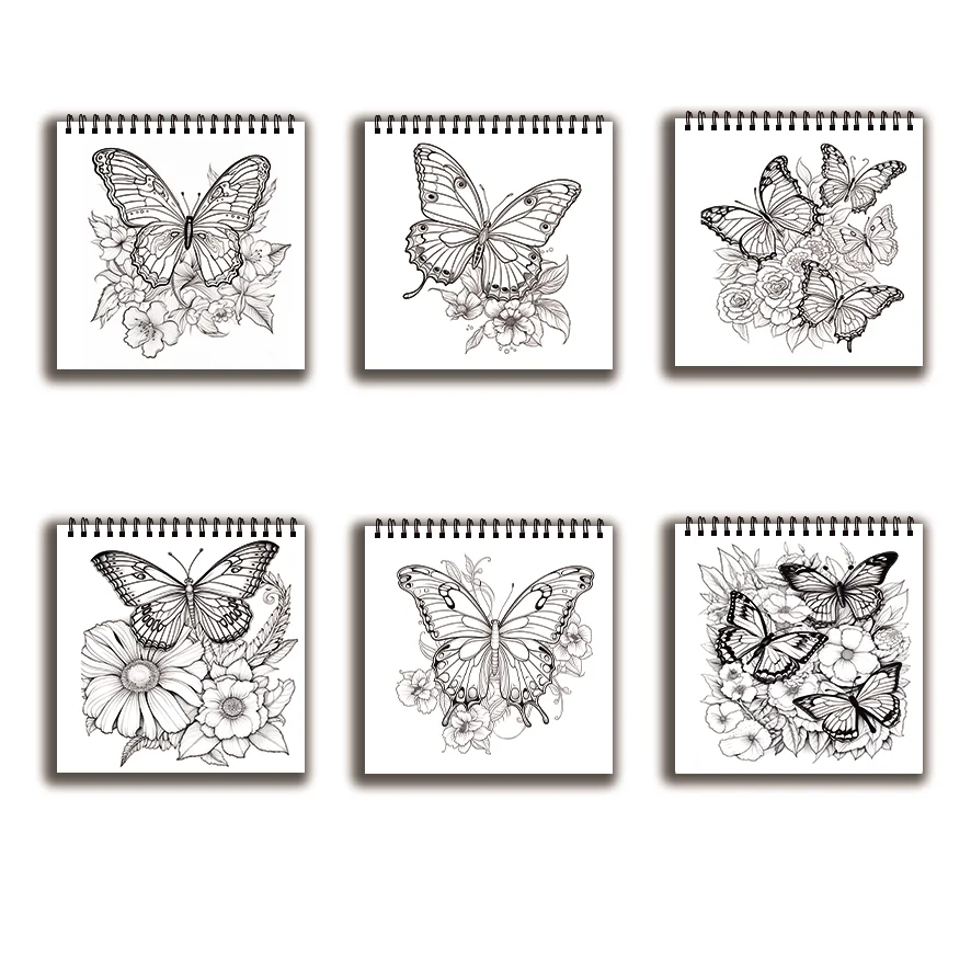 Free Butterfly Coloring Book - 8.27 x 8.27 inches 32 pages coloring book - Ideal gift for family or friends