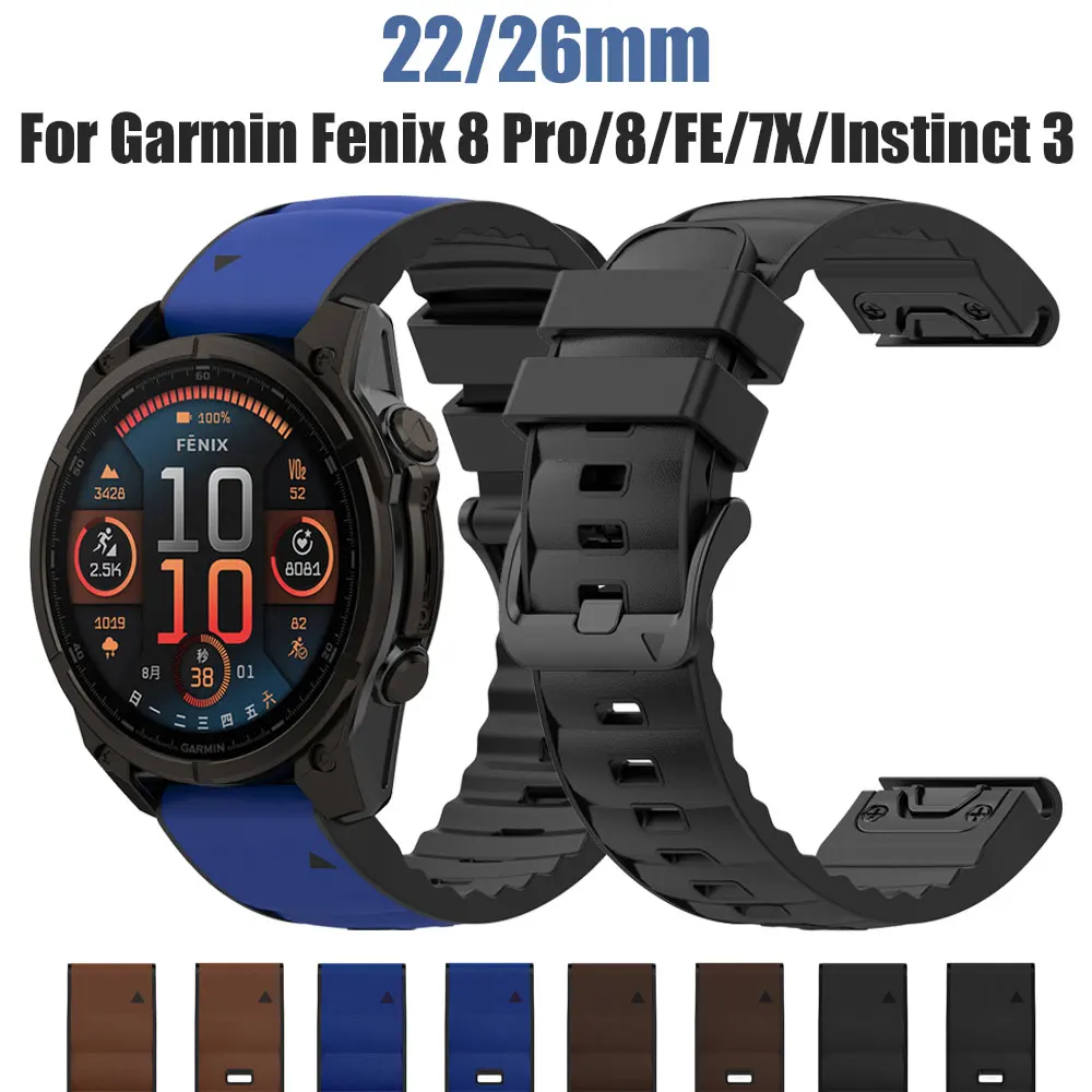 QuickFit 22 mm 26 mm Silikon-Uhrenarmband für Garmin Fenix 8 Pro 8 7X/Instinct 2X/Tactix 8 7/Enduro 3 2 Ersatzuhrenarmbänder