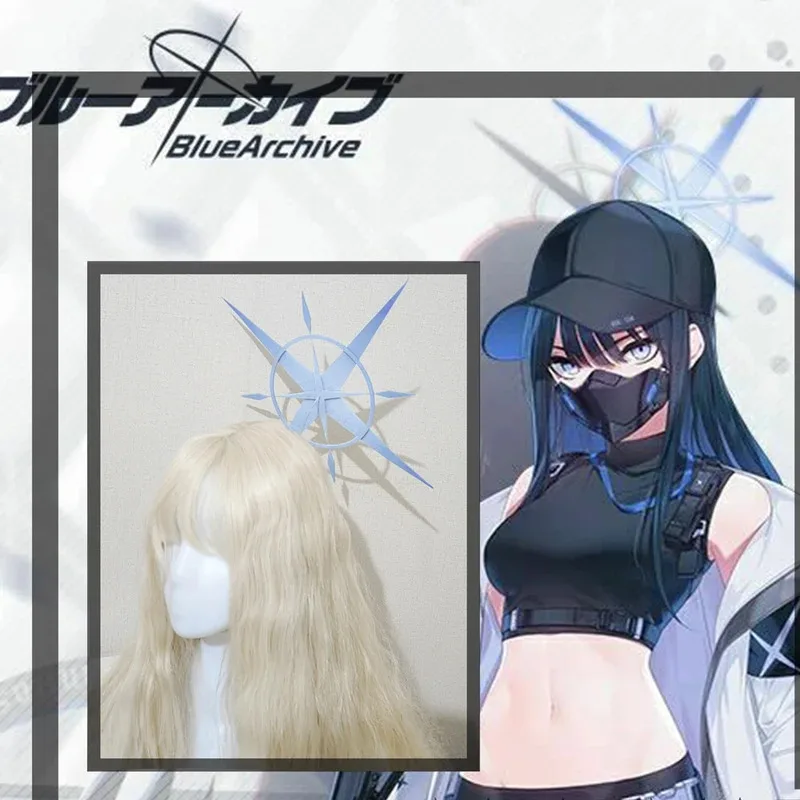 AAA 2025 Archive Jomae Saori Cosplay Halo Wig Synthetic Heat Resistant Dark Blue Long Straight Hair Halloween Roleplay Acce