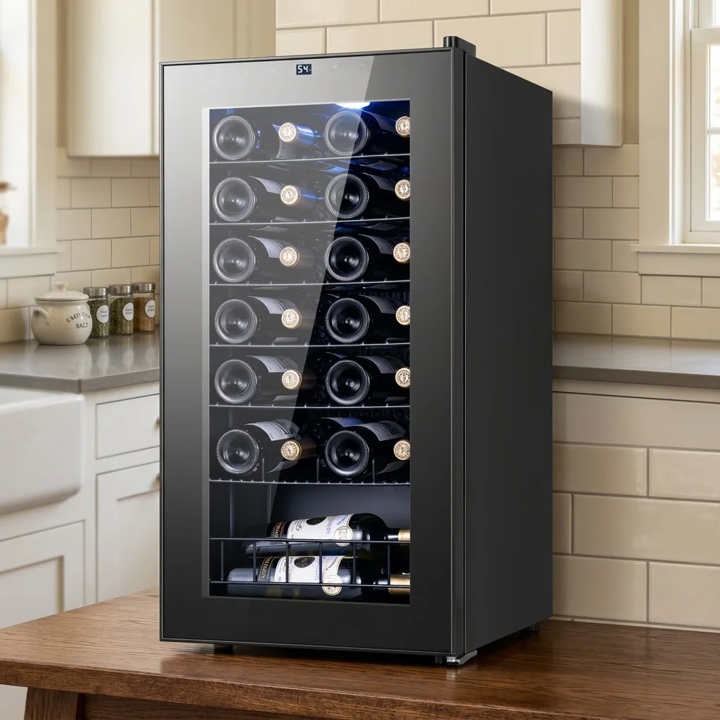 27 Bottle Wine Cooler 88L Single Zone Wine Refrigerator Electronic Temperature Control Glass Door Wine Fridge for Home Bar