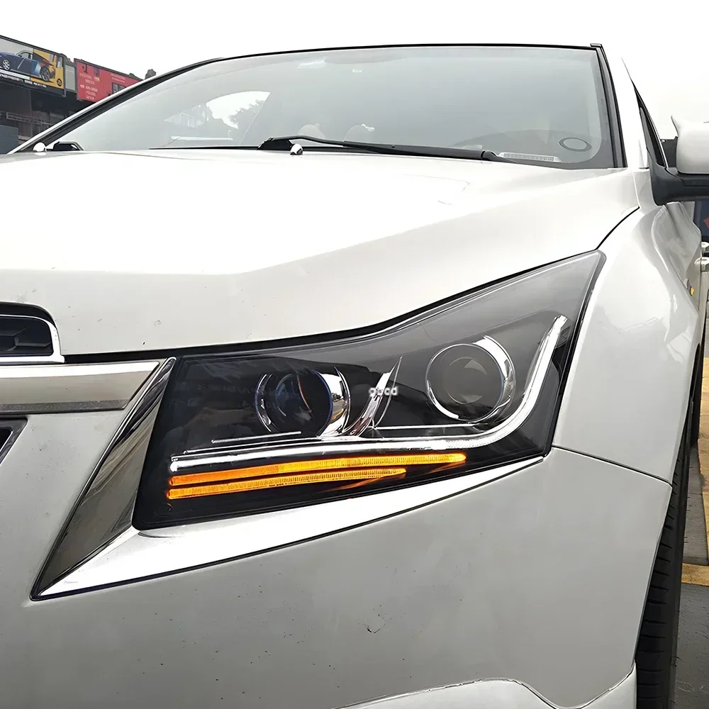 

Для Chevrolet Cruze 2009-2014 светодиодные автомобильные фары в сборе, обновленная высокая конфигурация, двойной объектив проектора, аксессуары для передних фонарей автомобиля