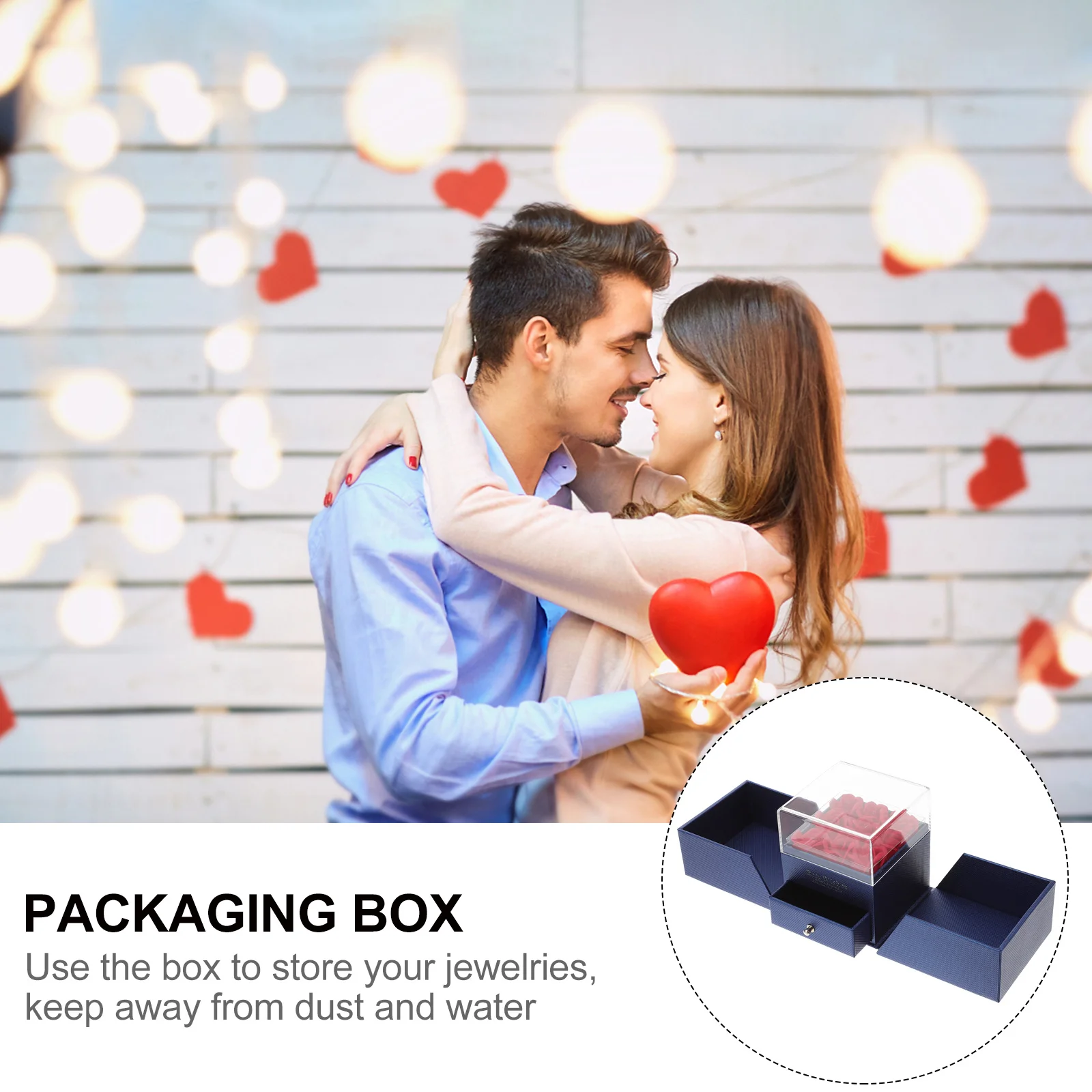 1Pcs Eternal Flower Jewelry Box Bright Red Lifelike Petals Jewelry Storage Organizer for Rings Earrings Necklaces Bracelets