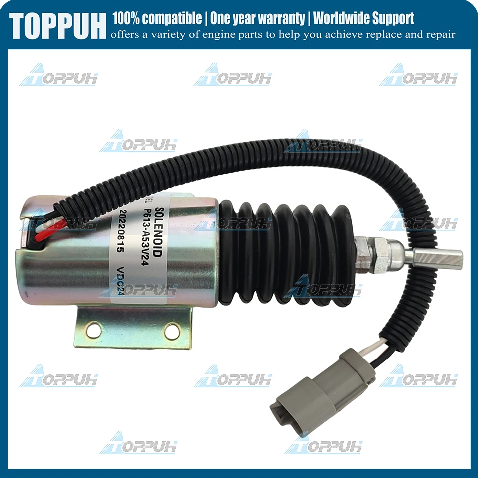 

24V P613-A53V24 Shut Off Stop Solenoid Valve KWE6K-22/G24D16B For Kobelco Excavator Parts